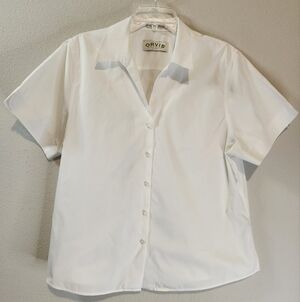 Orvis Women's Crisp White Button Down V Dip Blouse Size 18 Brand New